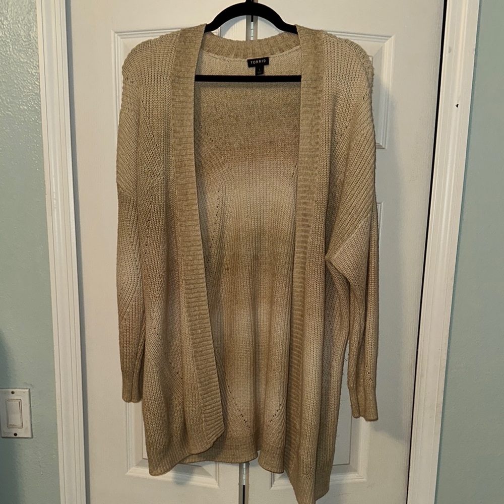 Torrid Beige Open-Front Knit Cardigan Sweater
